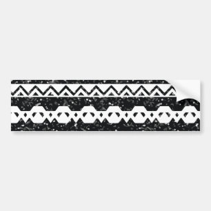 Tribal Aztec Black Glitzer White Geometric Shapes Autoaufkleber