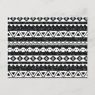 Tribal Aztec Black Glitzer White Geometric Shapes Postkarte