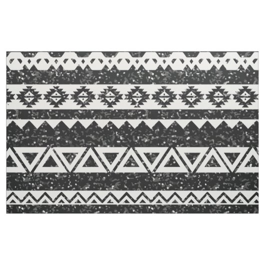 Tribal Aztec Black Glitzer White Geometric Shapes Stoff (Fat Quarter (45,7 x 55,9 cm))