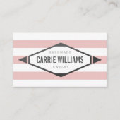 TRIBAL AZTEC BOHO LOGO gestreift, einfach rosa gra Visitenkarte (Vorderseite)