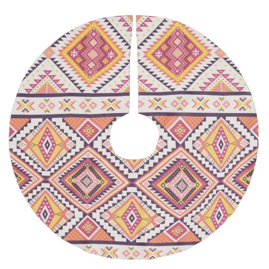 Tribal Aztec gestreift Nahtloser Hintergrund Polyester Weihnachtsbaumdecke (Vorderseite)