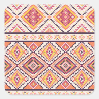 Tribal Aztec gestreift Nahtloser Hintergrund Quadratischer Aufkleber
