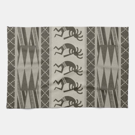 Tribal Aztec Muster Kokopelli Südwesten Geschirrtuch (Horizontal)
