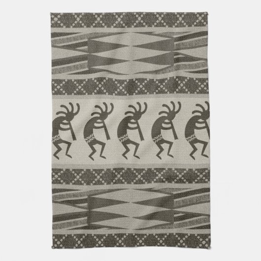 Tribal Aztec Muster Kokopelli Südwesten Geschirrtuch (Vertikal)