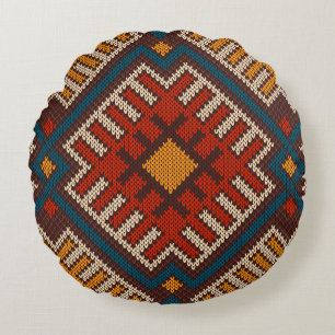 Tribal Aztec nahtlose Muster auf der Wolle aus Gew Rundes Kissen