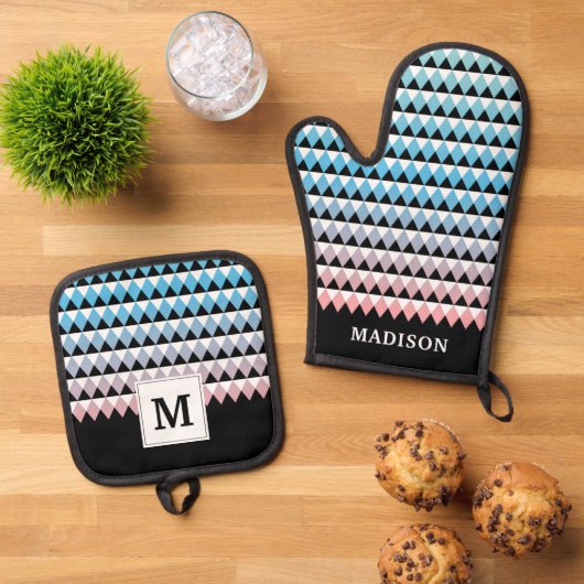 Tribal Aztec Ombre Muster Ofenhandschuh & Topflappen-Set (Oben Unten)