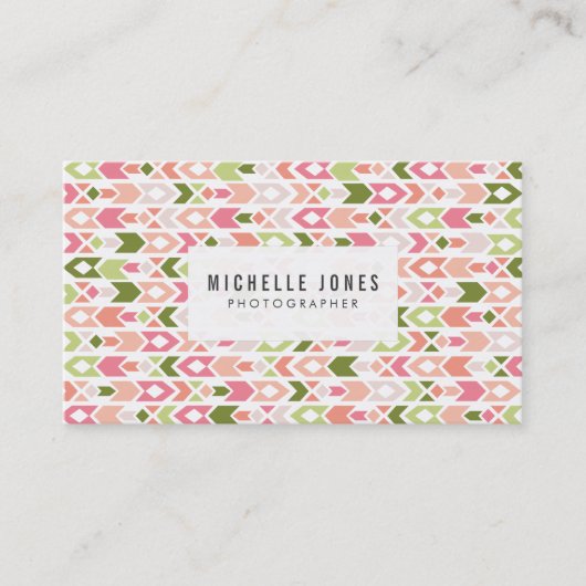Tribal Aztec Pattern Fotograf Business Cards Visitenkarte (Vorderseite)