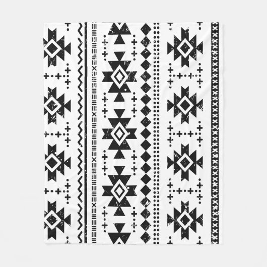 Tribal aztec, Vintag weißer Hintergrund. Fleecedecke (Vorderseite)
