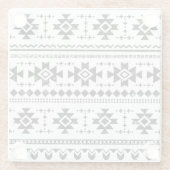 Tribal aztec, Vintag weißer Hintergrund. Glasuntersetzer (Rückseite)