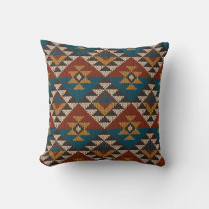 Tribal Aztec Wolle stickte Textur. Kissen