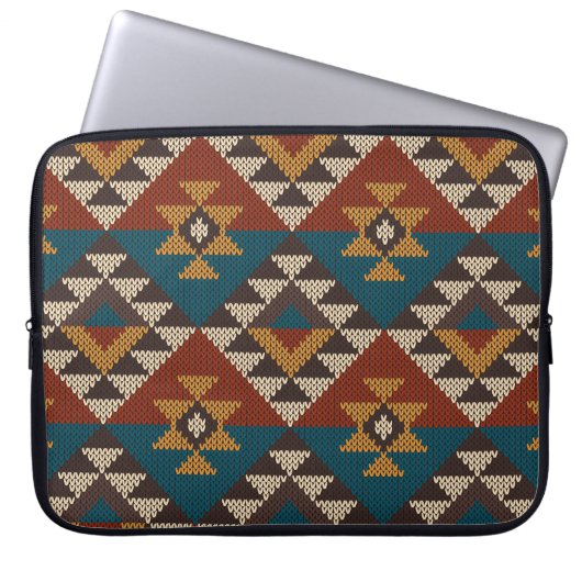 Tribal Aztec Wolle stickte Textur. Laptopschutzhülle (Vorderseite)