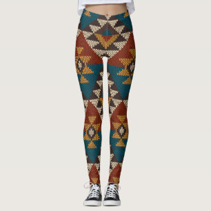 Tribal Aztec Wolle stickte Textur. Leggings