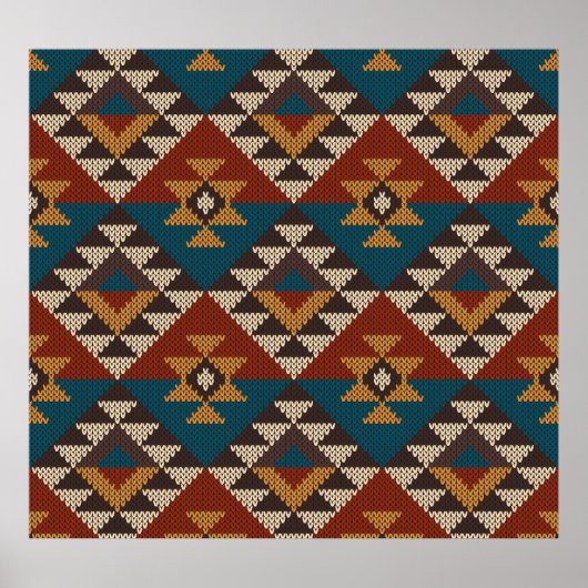 Tribal Aztec Wolle stickte Textur. Poster (Vorne)