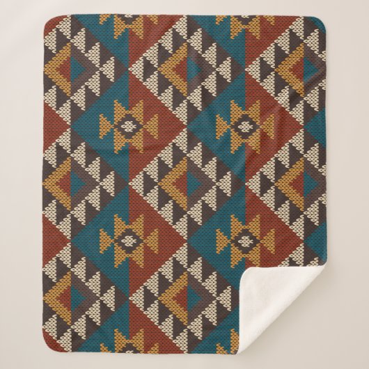 Tribal Aztec Wolle stickte Textur. Sherpadecke (Vorderseite)