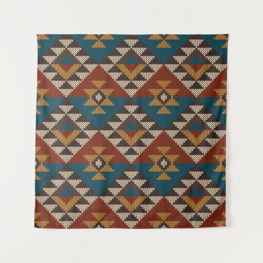 Tribal Aztec Wolle stickte Textur. Wandteppich (Vorderseite)