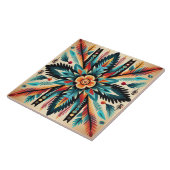 Tribal Azteken-Muster geometrisch abstrakt orange Fliese (Seite)