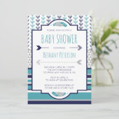 Tribal Baby Shower Einladung, Aztec, Pfeile, BOHO Einladung (Stehend Vorderseite)