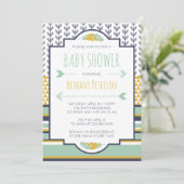 Tribal Baby Shower Einladung, Aztec, Pfeile, BOHO Einladung (Stehend Vorderseite)