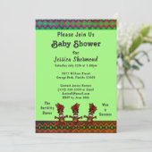 Tribal Baby Shower Green Abstrakt Fertilitätstanz Einladung (Stehend Vorderseite)