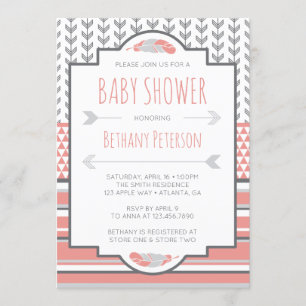 Tribal Baby Shower Invasion, Aztec, Arrows, BOHO Einladung