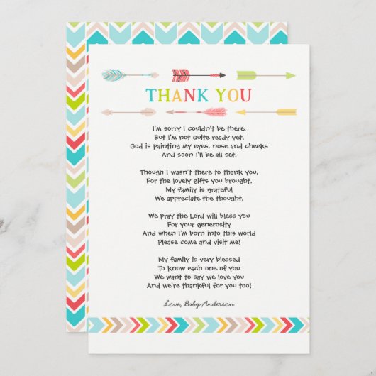 Tribal Baby Shower PoemDanke, dass ihr es bemerkt  Einladung (Vorne/Hinten)