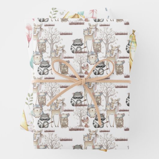 Tribal Baby Wrapping Paper Flachblatt Set 3 Geschenkpapier Set (Beispiel)
