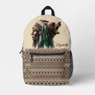 Tribal Bär und Häuptling-Rucksack Bedruckter Rucksack