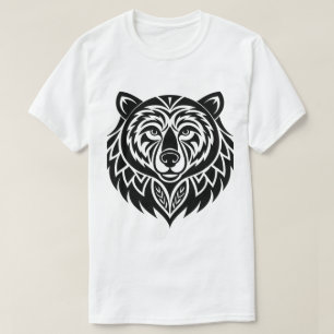 Tribal Bärenkopf T-Shirt Schwarz Tribal Animal G
