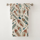 Tribal Bath Towel Native Arrows and Feather Motif Badhandtuch Set (Insitu)