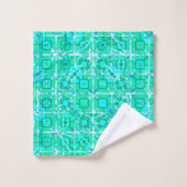 Tribal Batik - Aqua und Türkis mit Weiß Badhandtuch Set (Waschlappen)
