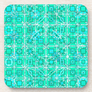 Tribal Batik - Aqua und Türkis mit Weiß Getränkeuntersetzer