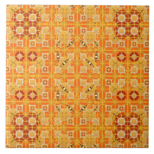 Tribal-Batik - Bernstein- und Brauntöne Fliese