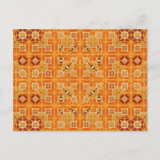 Tribal-Batik - Bernstein- und Brauntöne Postkarte (Vorderseite)