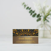 Tribal Batik Black and Burnt Gold Business Card Visitenkarte (Stehend Vorderseite)
