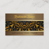 Tribal Batik Black and Burnt Gold Business Card Visitenkarte (Rückseite)