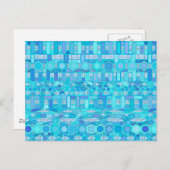 Tribal Batik - Blautöne Postkarte (Vorne/Hinten)