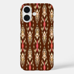 Tribal Batik - Brown, Tan und Coral iPhone 16 Hülle