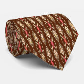 Tribal Batik - Brown, Tan und Coral Krawatte (Gerollt)