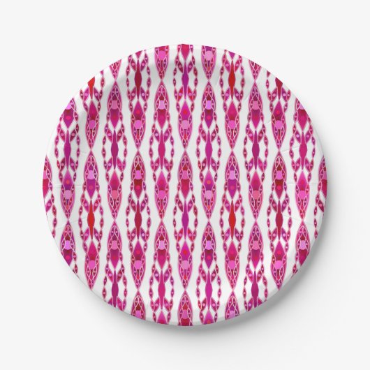 Tribal Batik - Burqundy und Fuchsia Pink Pappteller (Vorderseite)
