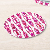 Tribal Batik - Burqundy und Fuchsia Pink Runder Pappuntersetzer (Angewinkelt)