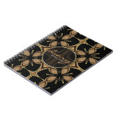 Tribal Batik Butterfly Black Gold Diary Notebook Notizblock (Linke Seite)
