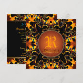 Tribal Batik Dinner Party Monogramm Einladung (Vorne/Hinten)