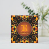 Tribal Batik Dinner Party Monogramm Einladung (Stehend Vorderseite)