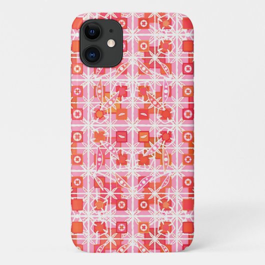 Tribal Batik - Erdbeere in Rosa und Rot Case-Mate iPhone Hülle (Rückseite)