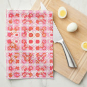 Tribal Batik - Erdbeere in Rosa und Rot Geschirrtuch (Viertel Falte)