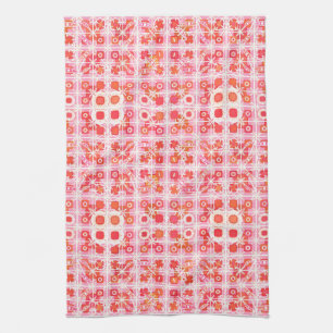 Tribal Batik - Erdbeere in Rosa und Rot Geschirrtuch