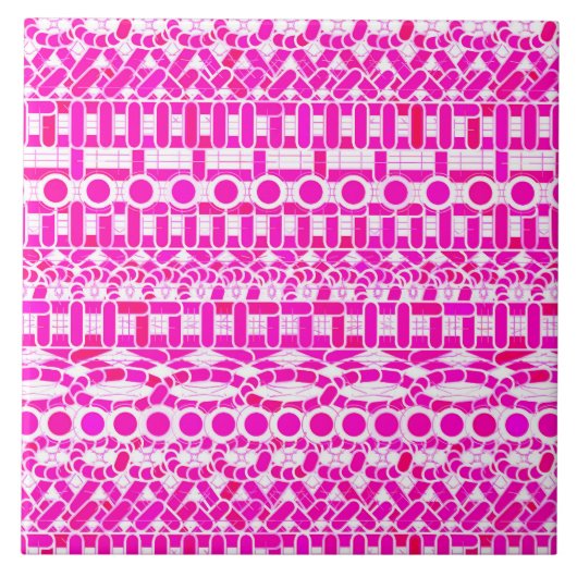 Tribal Batik - Fuchsia, Magenta, Orchid und Weiß Fliese (Vorderseite)