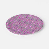 Tribal Batik - Fuchsia Pink, Violet und Grau Pappteller (Schrägansicht)