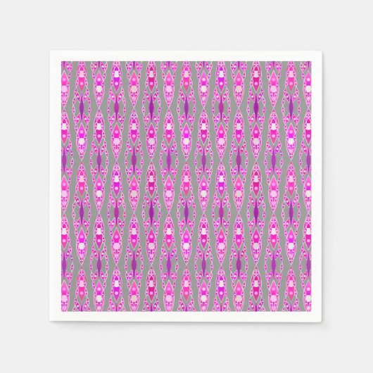 Tribal Batik - Fuchsia Pink, Violet und Grau Serviette (Vorderseite)