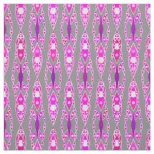 Tribal Batik - Fuchsia Pink, Violet und Grau Stoff
